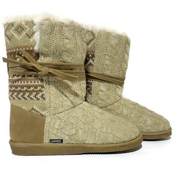 Muk Luks Lukees Booties Boots Women's Size 9 Brown Mid Calf - Picture 1 of 8